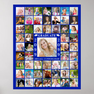 Graduation Royal Blue 55 Photo Collage Personalise Poster