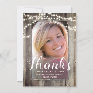 Graduation Rustic Shiplap Modern Script Photo Thank You Card