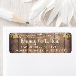 Graduation Rustic Wood String Lights Mortarboard Return Address Label