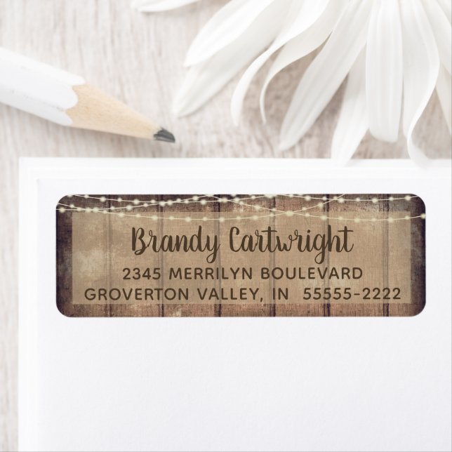 Graduation Rustic Wood String Lights Return Address Label (Insitu)