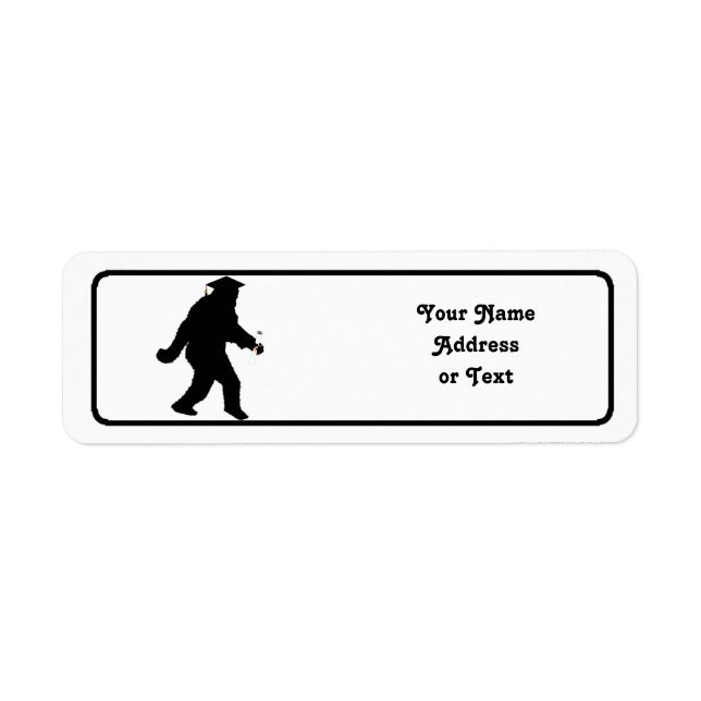Graduation Sasquatch with Grad Cap Return Address Label (Front)