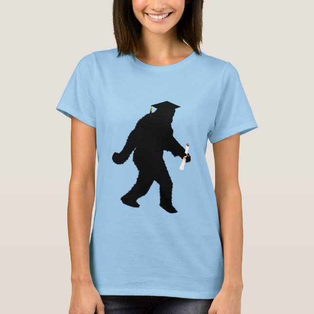 Graduation Sasquatch with Grad Cap T-Shirt (Front)