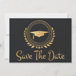 Graduation Save The Date Gold Grad Gray