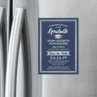 Graduation Save the Date Navy Blue and White