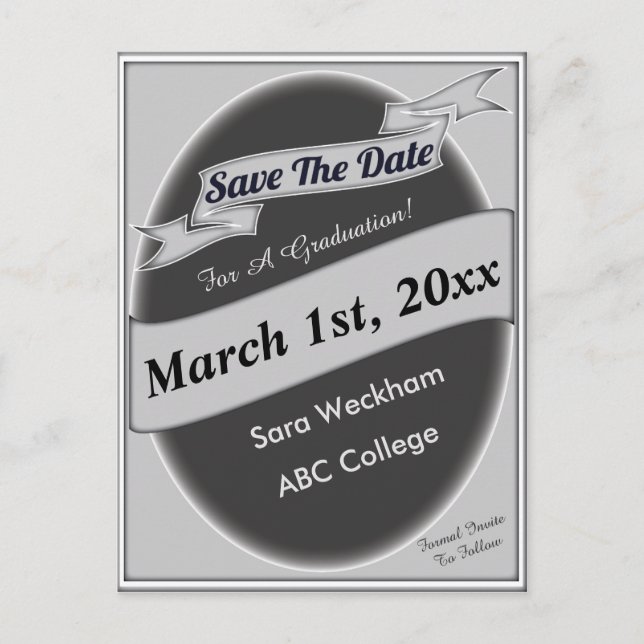 Graduation Save The Date Postcard (Front)