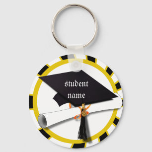 Graduation School Colours Black And Gold (ZOOM!) Key Ring