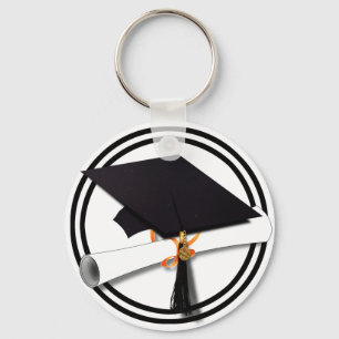 Graduation School Colours Black and White Key Ring