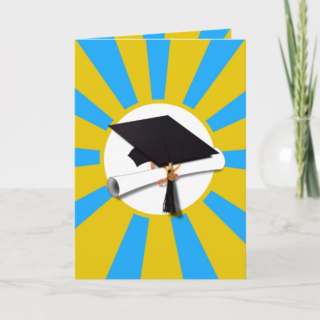 Graduation School Colours Blue And Gold Card (Front)
