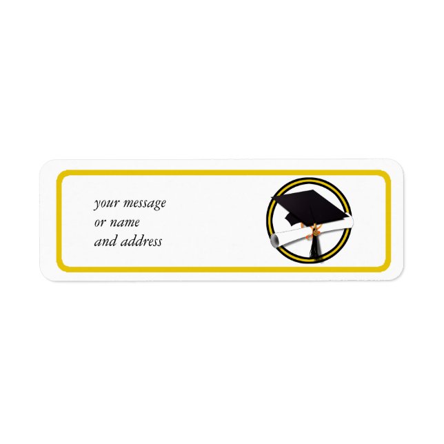 Graduation School Colours Gold And Black Return Address Label (Front)