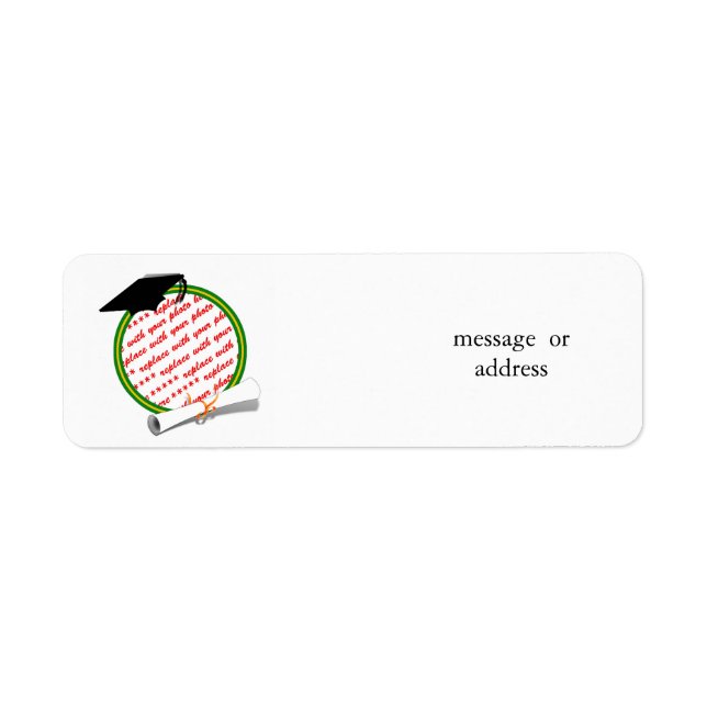 Graduation School Colours Green & Gold Frame Return Address Label (Front)