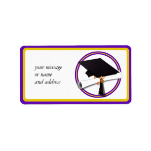 Graduation School Colours Purple and Gold Label