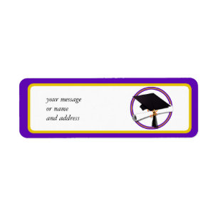 Graduation School Colours Purple and Gold Return Address Label
