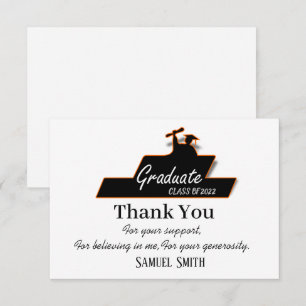 Graduation Script Black and White Class of Thank You Card