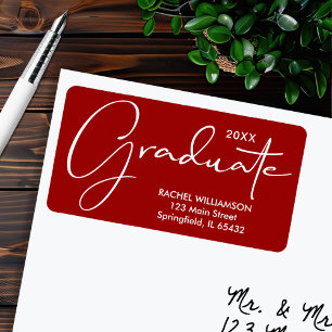 Graduation Script Cardinal Red Return Address Label