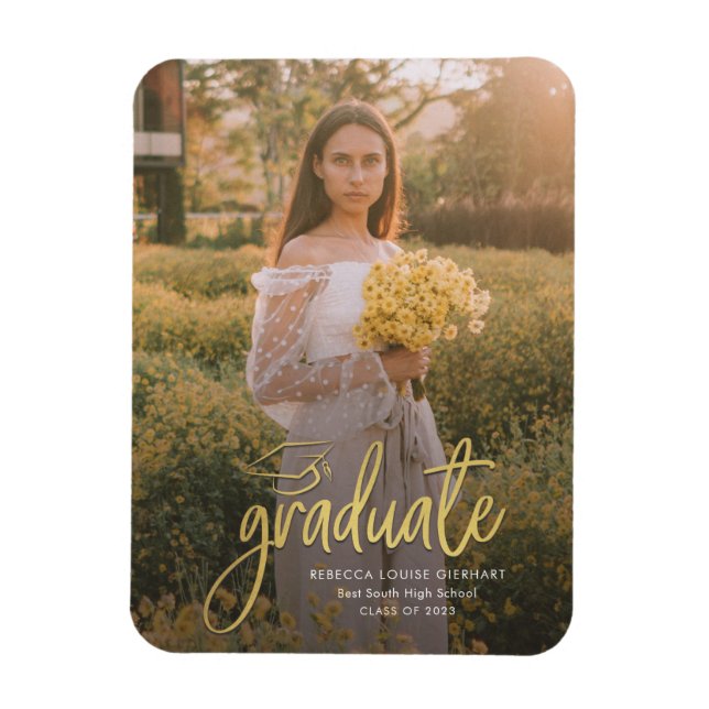 Graduation Script Photo Grad 2026 Announcement Magnet (Vertical)