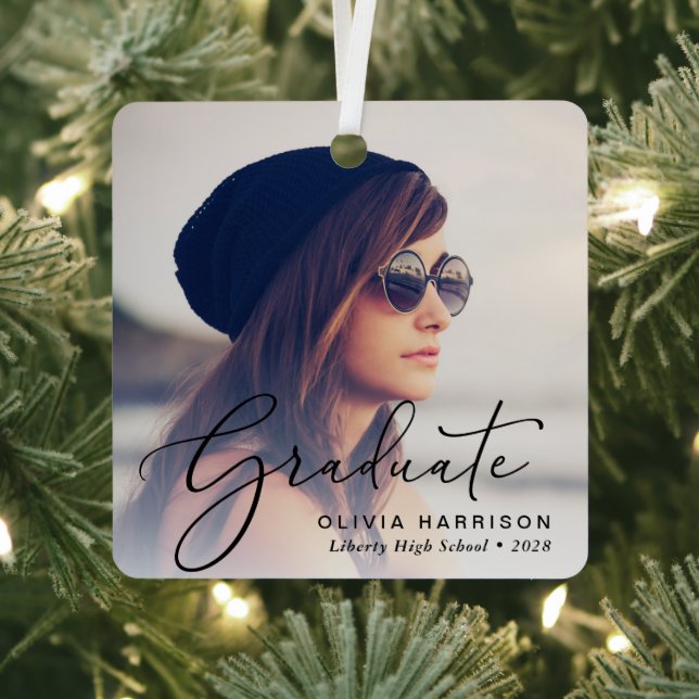 Graduation Script Photo Overlay Metal Tree Decoration (Insitu)