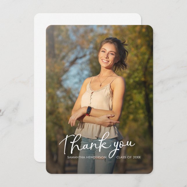 Graduation Script Photos Grad 2025 Thank You Card (Front/Back)