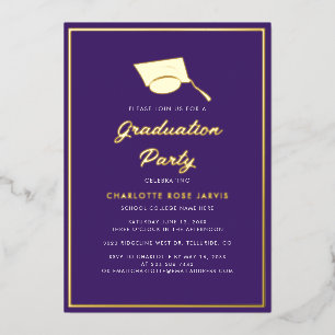 Graduation Script Purple Photo 2023 Party Gold
