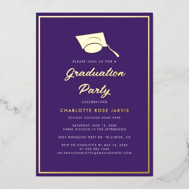 Graduation Script Purple Photo 2026 Party (Front)
