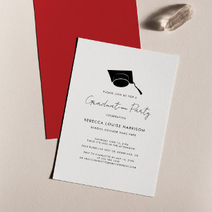 Graduation Script Red Elegant Grad 2026 Party Invitation