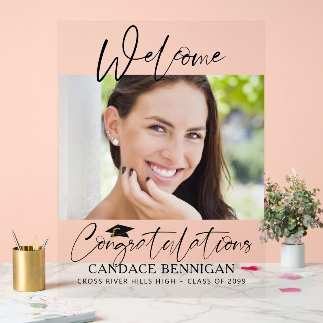 Graduation Script Welcome Photo Congratulations Acrylic Sign (Wedding)