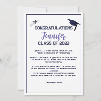 Graduation Scripture Purple Greeting Card