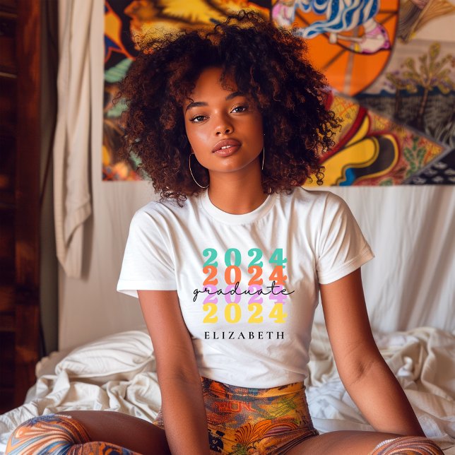 Graduation Senior Class Trendy Custom Grad Name T-Shirt (Creator Uploaded)