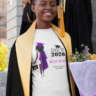 Graduation Senior College Leavers Purple Black T-Shirt
