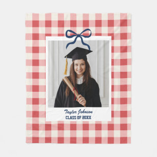Graduation Senior Year Gift Custom Photo Gingham Fleece Blanket