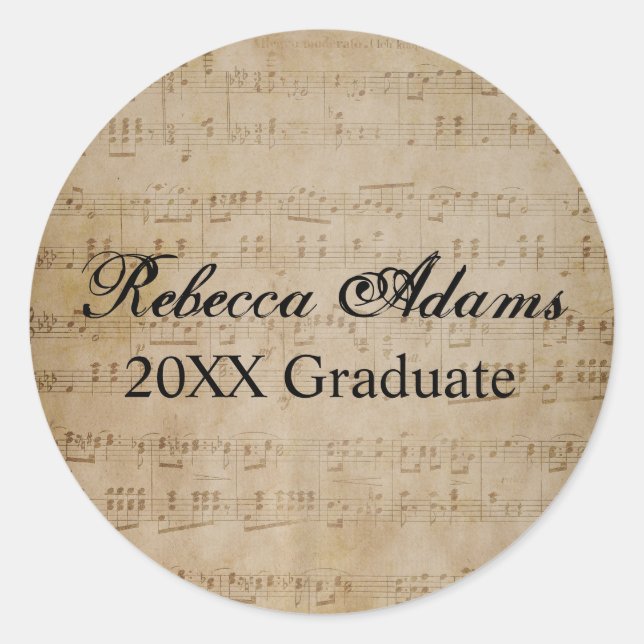 Graduation Sheet Music - Round Sticker (Front)