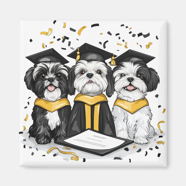 Graduation Shih Tzu Dogs Magnet (Front)