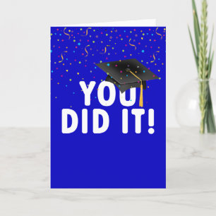 Graduation Sign and Hat in Confetti Card