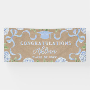 Graduation Sign, Kraft Coloured Blue Hydrangea Banner