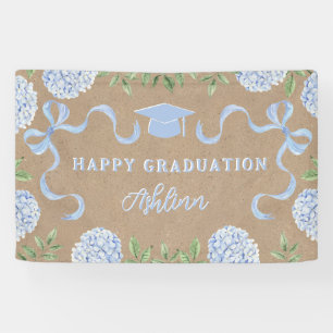 Graduation Sign, Kraft Coloured Blue Hydrangea Med Banner