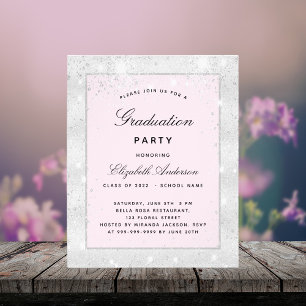 Graduation silver blush glitter budget invitation flyer