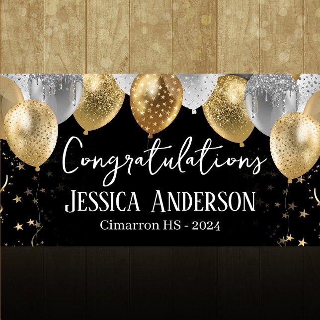 Graduation Silver Gold Balloons Banner (Creator Uploaded)