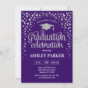 Graduation - Silver Purple Invitation