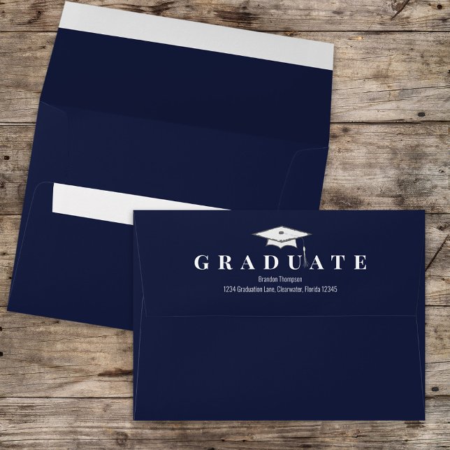 Graduation Simple Classic Modern Navy Blue Grad Envelope (Creator Uploaded)