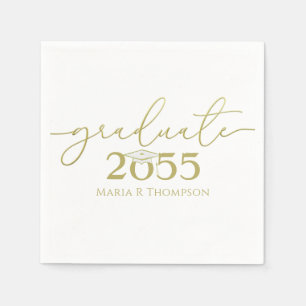 Graduation Simple Elegant Gold Minimalist Modern Napkin