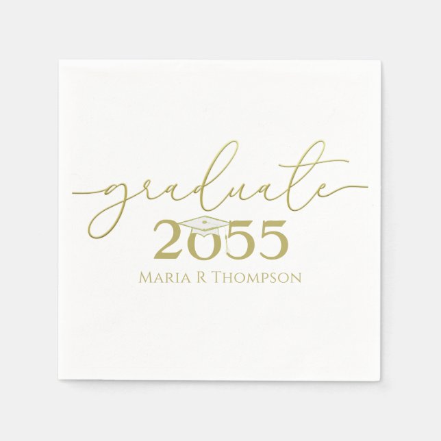 Graduation Simple Elegant Gold Minimalist Modern Napkin (Front)