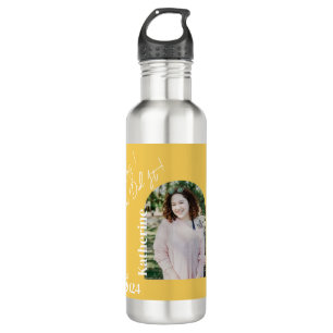 Graduation Simple Foliage Mustard Water Bottle