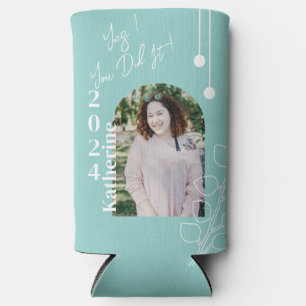 Graduation Simple Foliage Photo Aqua Seltzer Can Cooler