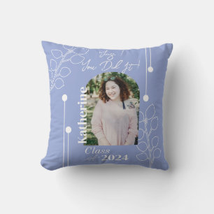 Graduation Simple Foliage Photo Lavender Cushion