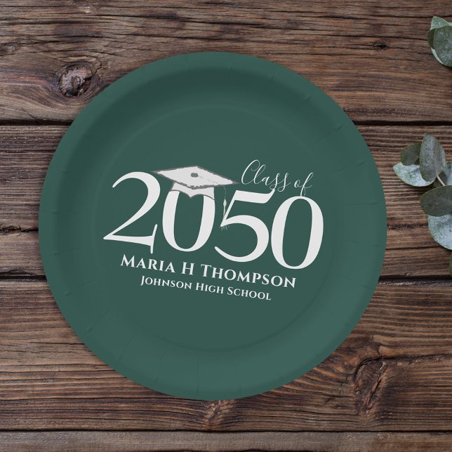 Graduation Simple Modern Minimalist Mortarboard Paper Plate (Creator Uploaded)