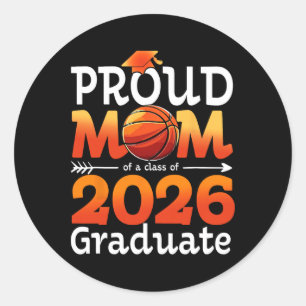 Graduation Sketll Retro Proud Mom Of A 2026 Gradua Classic Round Sticker