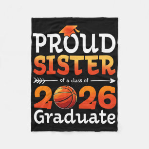 Graduation Sketll Retro Proud Sister Of A 2026 Gra Fleece Blanket