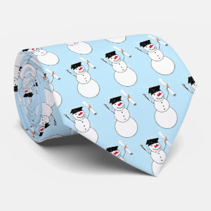 Graduation Snowman Christmas Tie