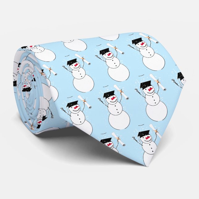 Graduation Snowman Christmas Tie (Rolled)