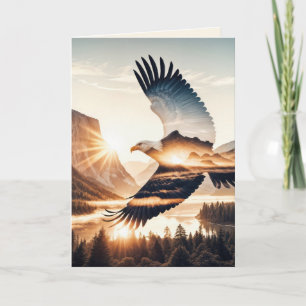 Graduation Soaring Bald Eagle Over Mountain Lake Card