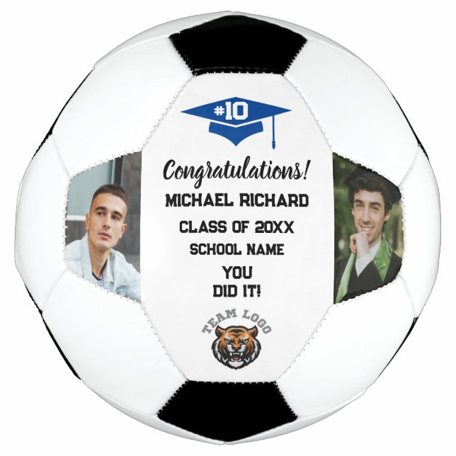 Graduation Soccer Custom Photo & Name Keepsake Ball (Front)